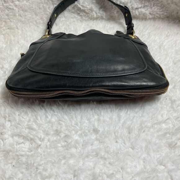 Cole Haan black soft leather shoulder with extended side to bottom zipper suede - Picture 3 of 14